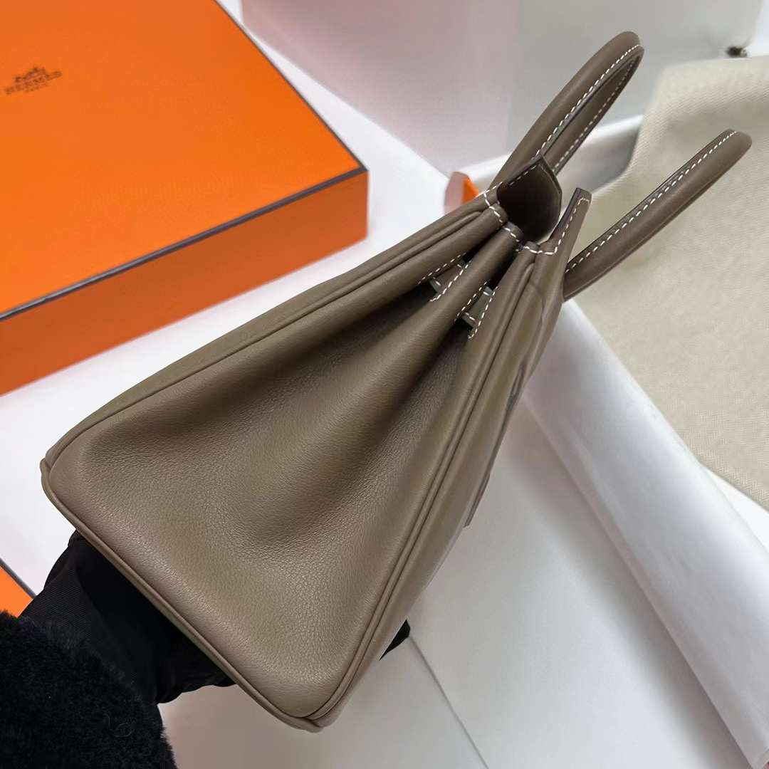 Hermès（爱马仕）Birkin 铂金包 Shadow Swift 幻影 Ck18 大象灰 银扣 25cm 全手工蜡线缝制 Phw