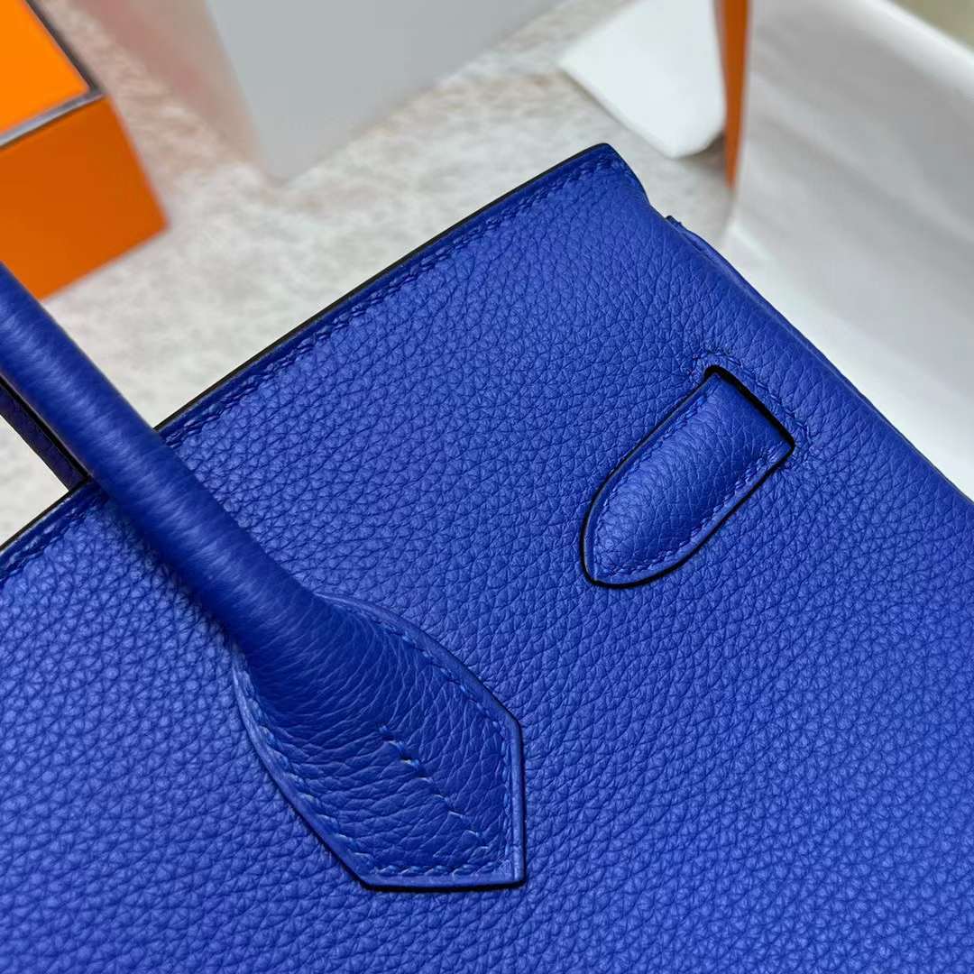 Hermès（爱马仕）Birkin 铂金包 Togo皮 7T 电光蓝 银扣 30cm 全手工蜡线缝制 Phw