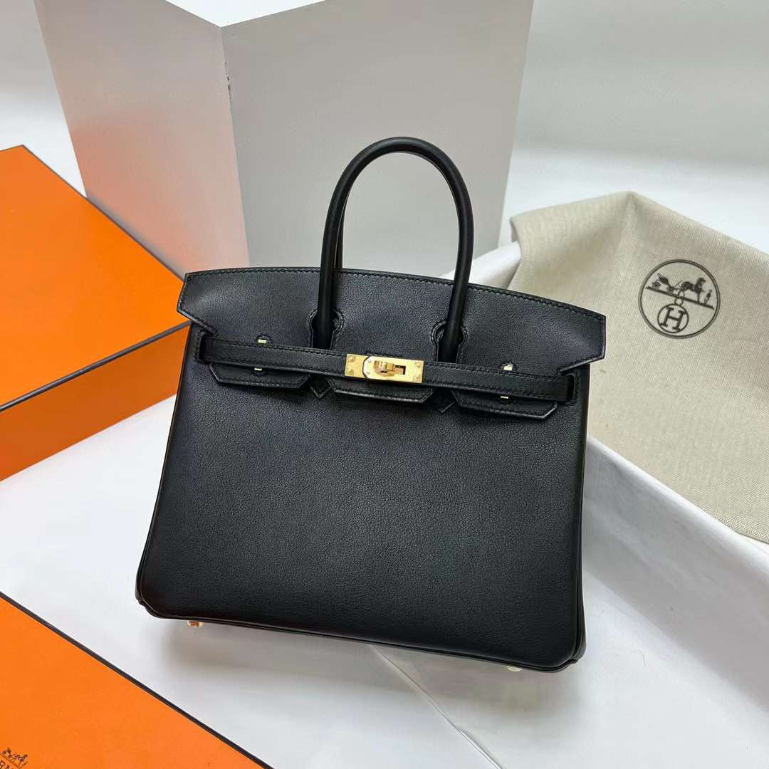 Hermès（爱马仕）Birkin 铂金包 Swift Ck89 黑色 金扣 25cm 全手工蜡线缝制 Ghw