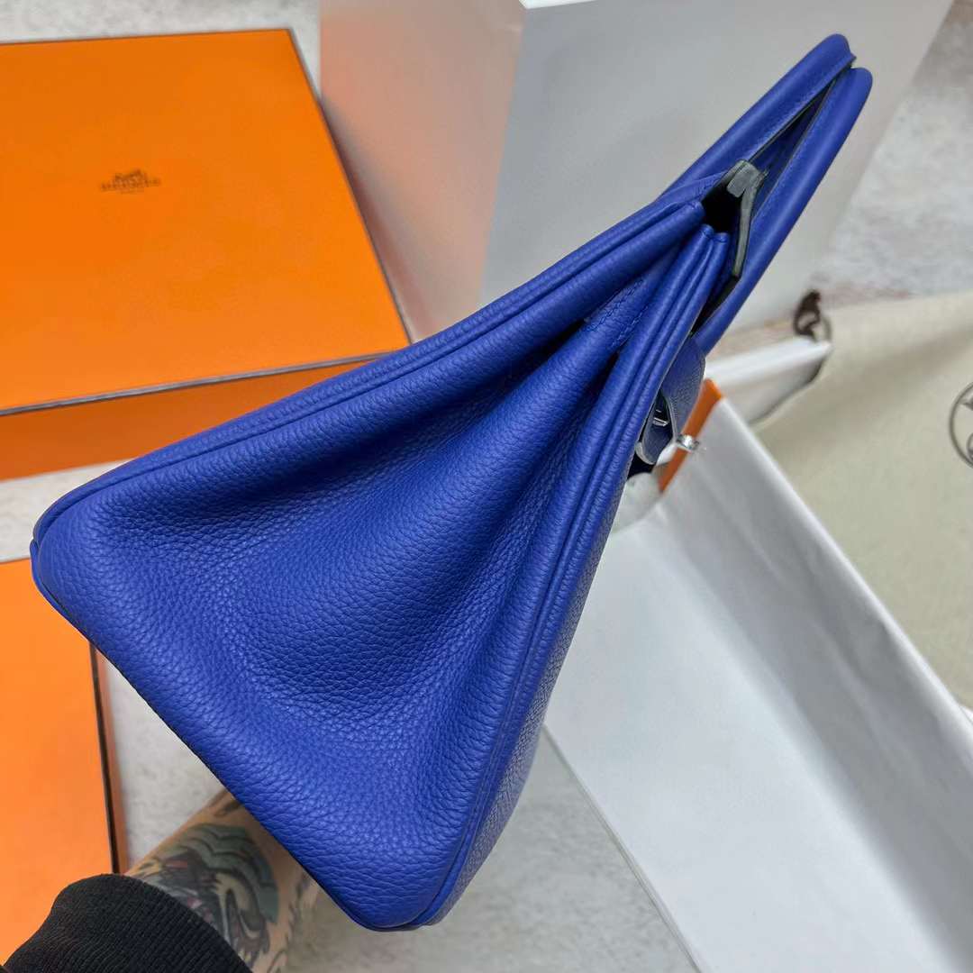 Hermès（爱马仕）Birkin 铂金包 Togo皮 7T 电光蓝 银扣 30cm 全手工蜡线缝制 Phw