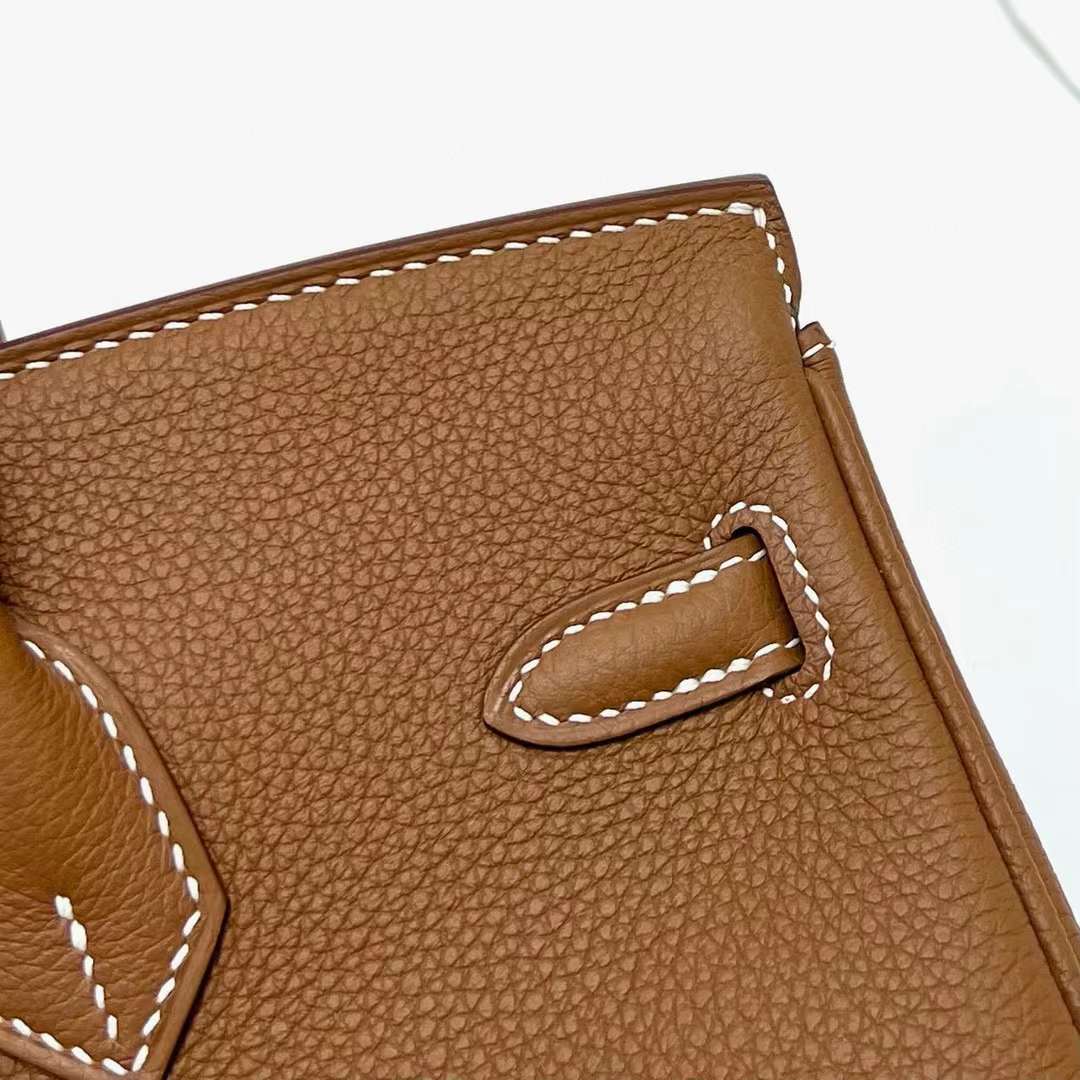 Hermès（爱马仕）Birkin 铂金包 Togo皮 Ck37 金棕色 金扣 25cm 全手工蜡线缝制 Ghw