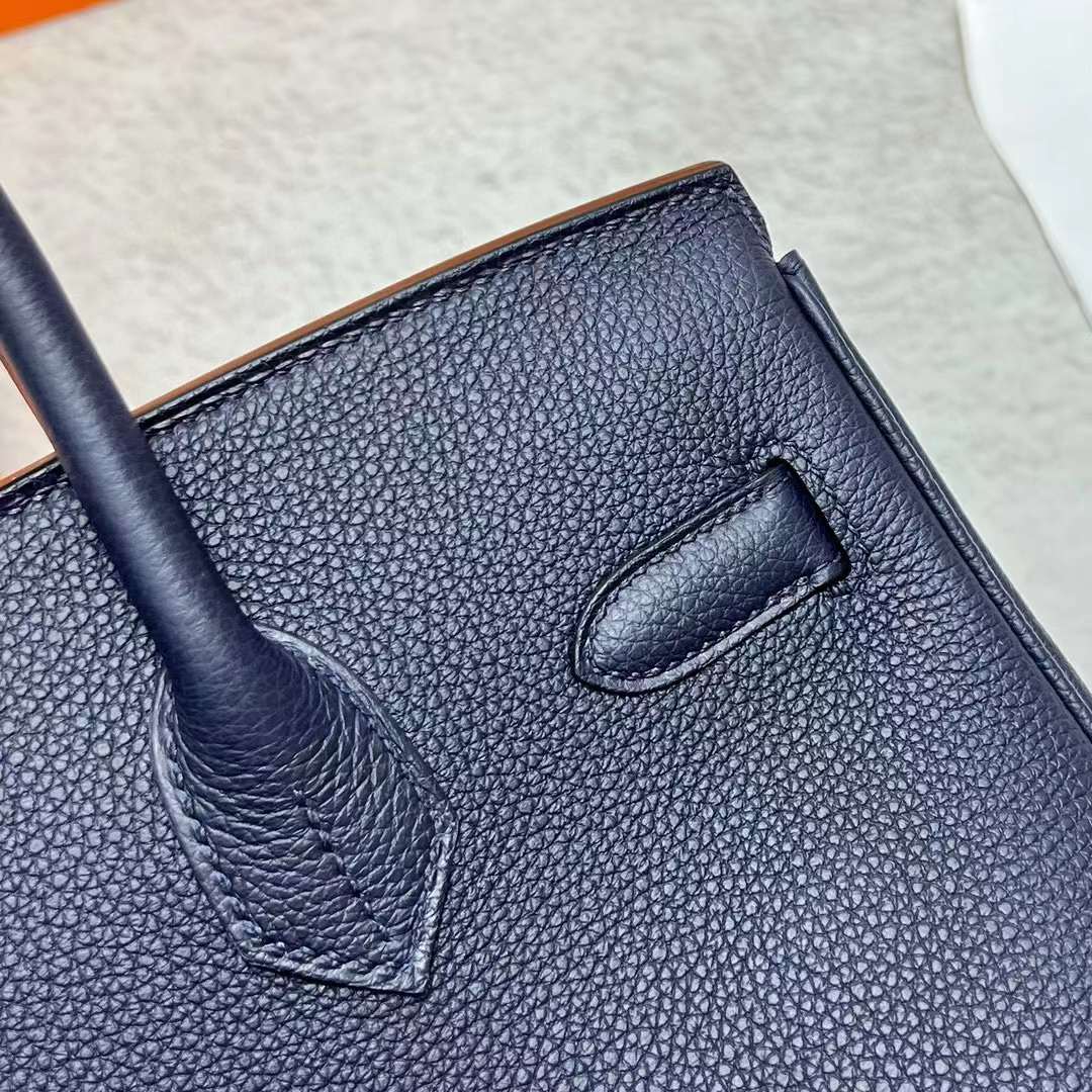 Hermès（爱马仕）Birkin 铂金包 Togo皮 2Z 午夜蓝 银扣 30cm 全手工蜡线缝制 Phw