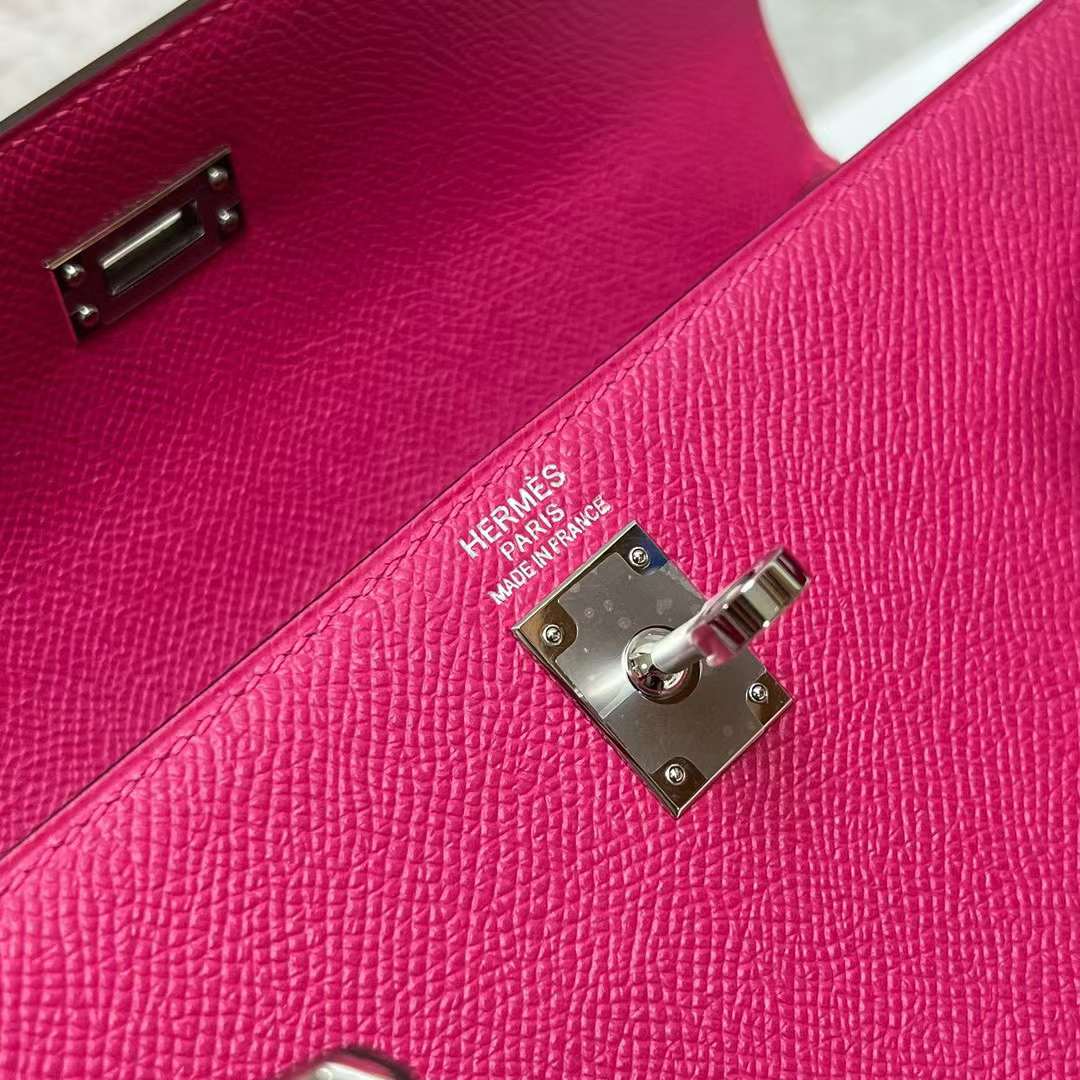 Hermès（爱马仕）Kelly 凯莉包 Epsom 0D 墨西哥粉 银扣 25cm 全手工蜡线缝制 Phw