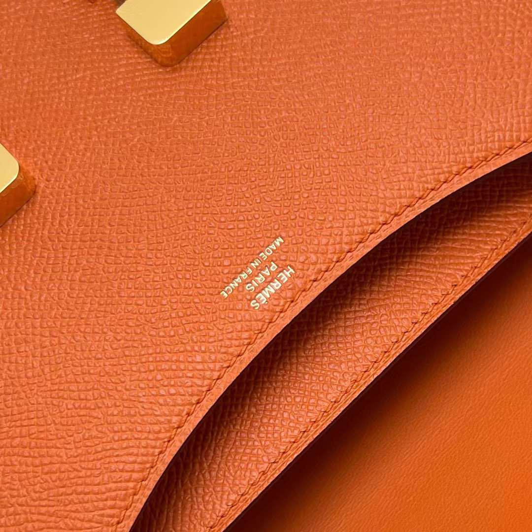 Hermès（爱马仕）Constance 空姐包 Epsom Ck93 橙色 金扣 19cm 全手工蜡线缝制 Ghw