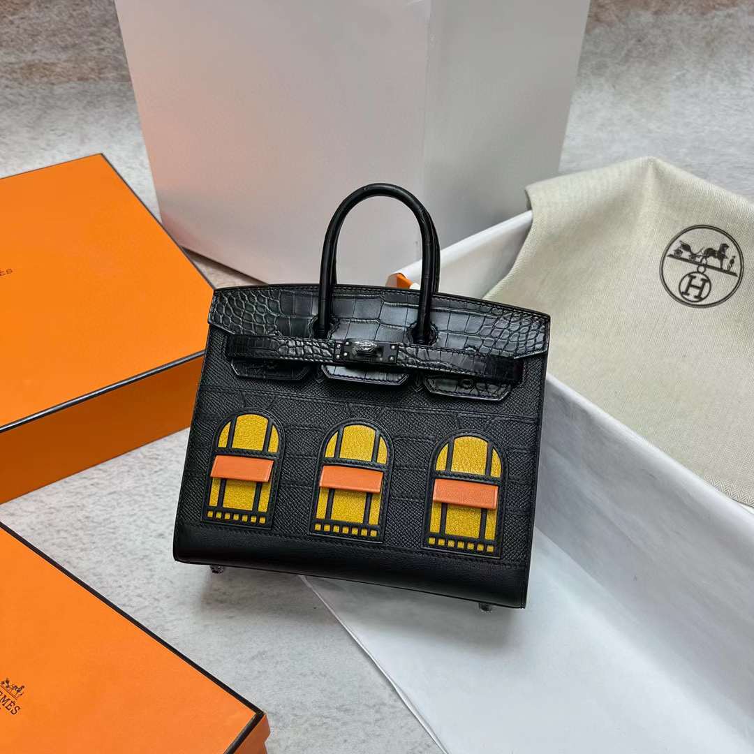 Hermès（爱马仕）Birkin 铂金包 限量版 小房子 So Black 黑色 黑扣 20cm 全手工蜡线缝制