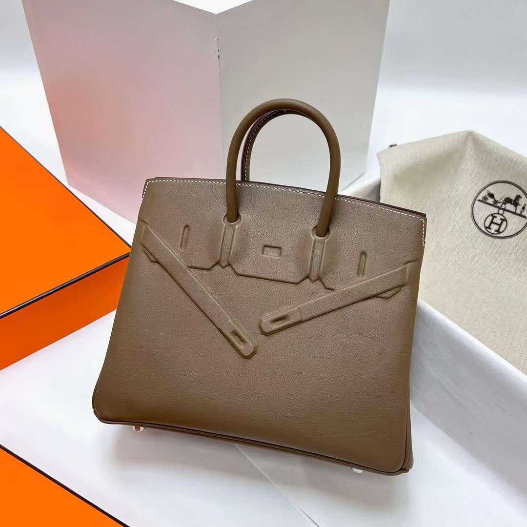 Hermès（爱马仕）Birkin 铂金包 Shadow Swift 幻影 Ck18 大象灰 银扣 25cm 全手工蜡线缝制 Phw