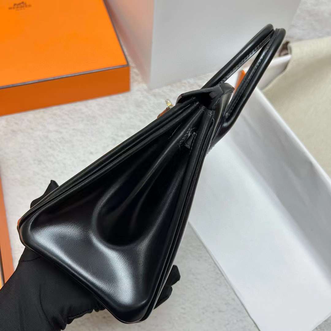 Hermès（爱马仕）Birkin 铂金包 Boxcalf Ck89 黑色 金扣 25cm 全手工蜡线缝制 Ghw