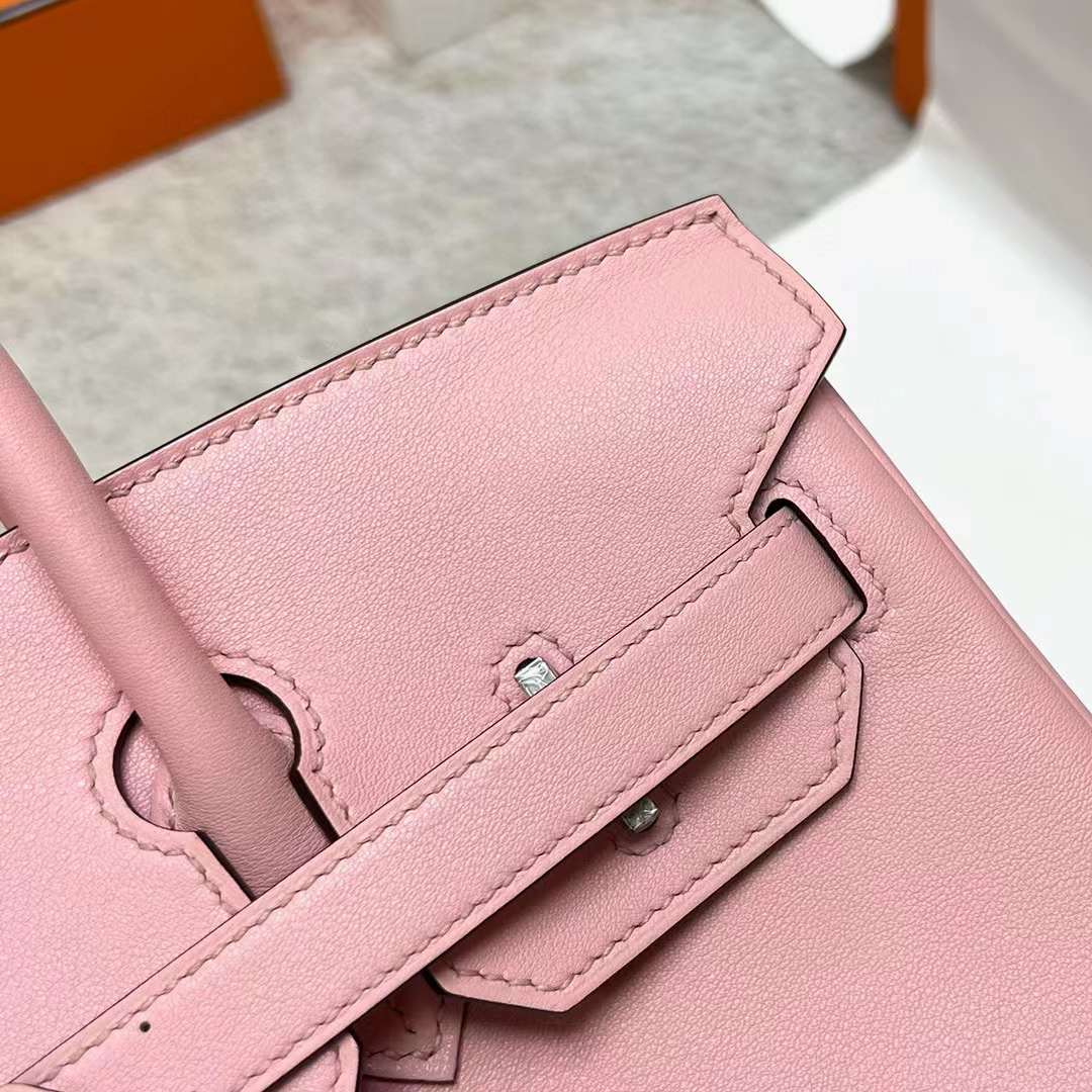 Hermès（爱马仕）Birkin 铂金包 Swift 3Q 新粉色 银扣 30cm 全手工蜡线缝制 Phw