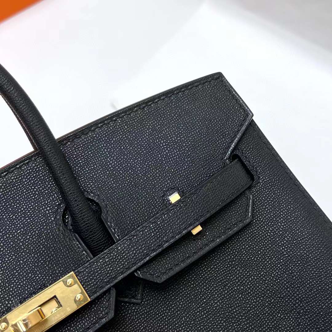 Hermès（爱马仕）Birkin 铂金包 Madame Sellier Ck89 黑色 金扣 25cm 全手工蜡线缝制 Ghw