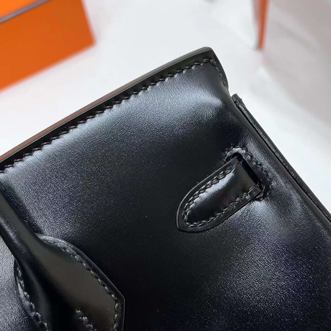 Hermès（爱马仕）Birkin 铂金包 Box皮 Ck89 黑色 银扣 25cm 全手工蜡线缝制 Phw