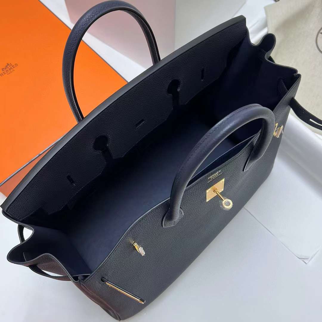 Hermès（爱马仕）Birkin 铂金包 Togo皮 2Z 午夜蓝 金扣 40cm 全手工蜡线缝制 Ghw