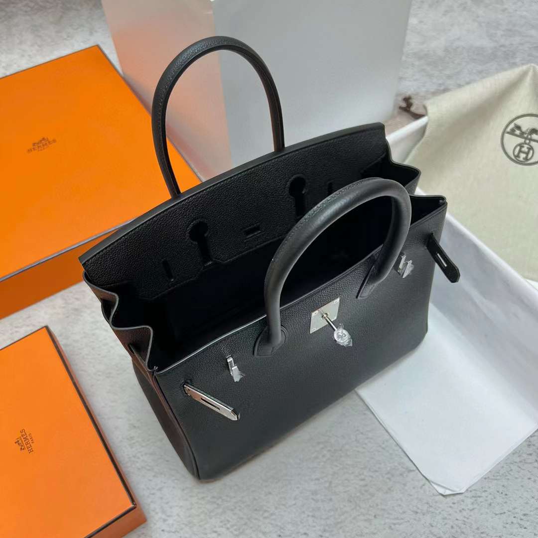 Hermès（爱马仕）Birkin 铂金包 Togo皮 Ck89 黑色 银扣 30cm 全手工蜡线缝制 Phw