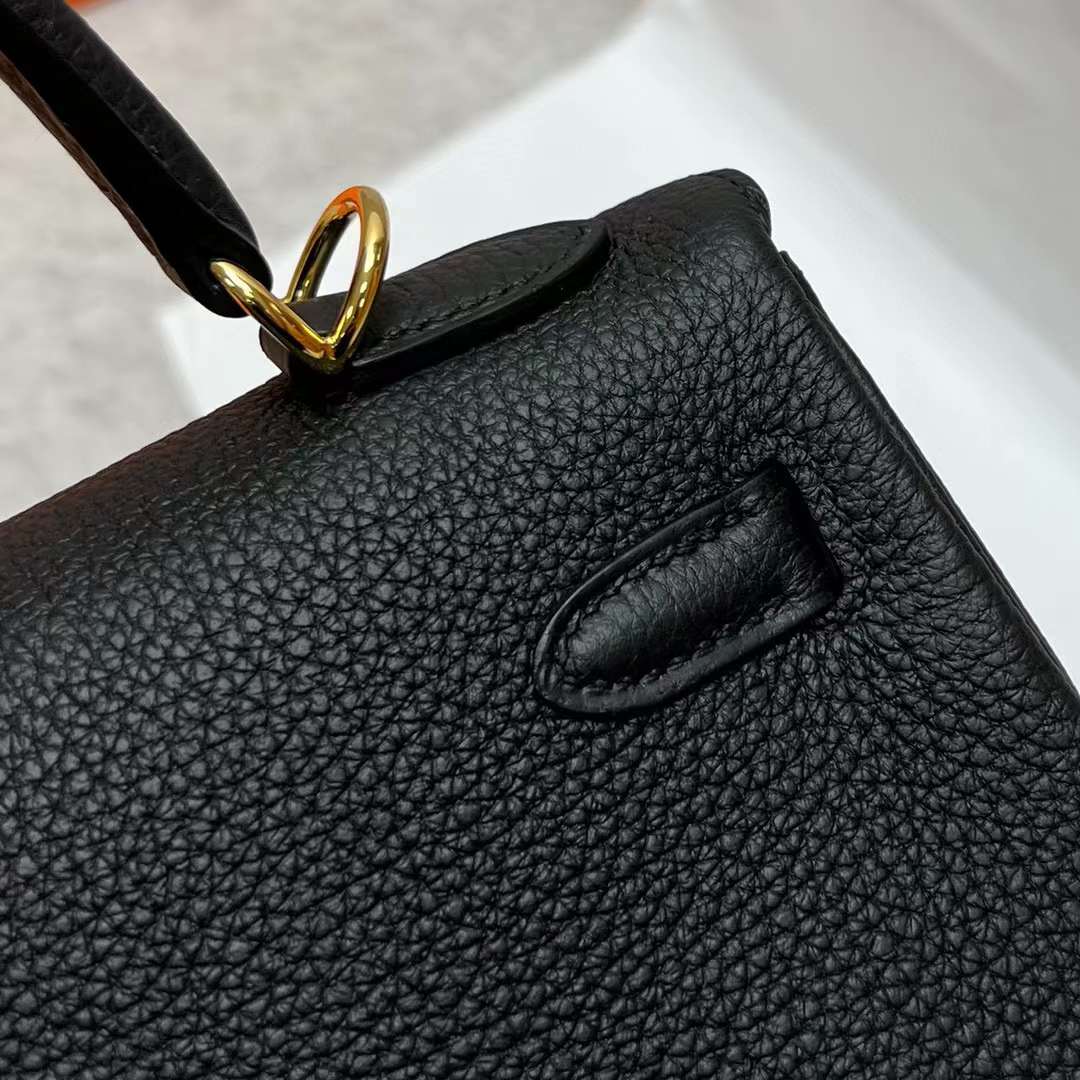 Hermès（爱马仕）Kelly 凯莉包 Togo皮 Ck89 黑色 金扣 25cm 全手工蜡线缝制 Ghw