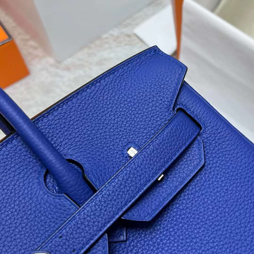 Hermès（爱马仕）Birkin 铂金包 Togo皮 7T 电光蓝 银扣 30cm 全手工蜡线缝制 Phw