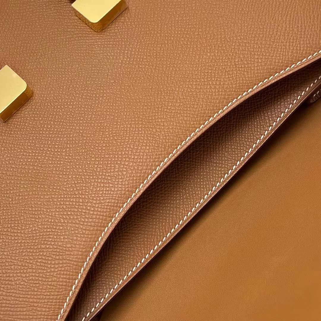 Hermès（爱马仕）Constance 空姐包 Epsom Ck37 金棕色 金扣 24cm 全手工蜡线缝制 Ghw
