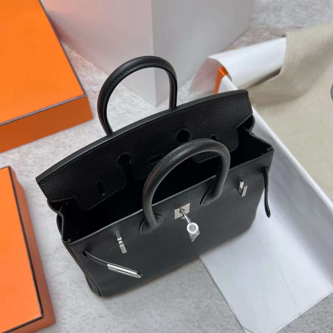 Hermès（爱马仕）Birkin 铂金包 Togo皮 原厂进口小牛皮 Ck89 黑色 银扣 25cm 全手工蜡线缝制 Phw
