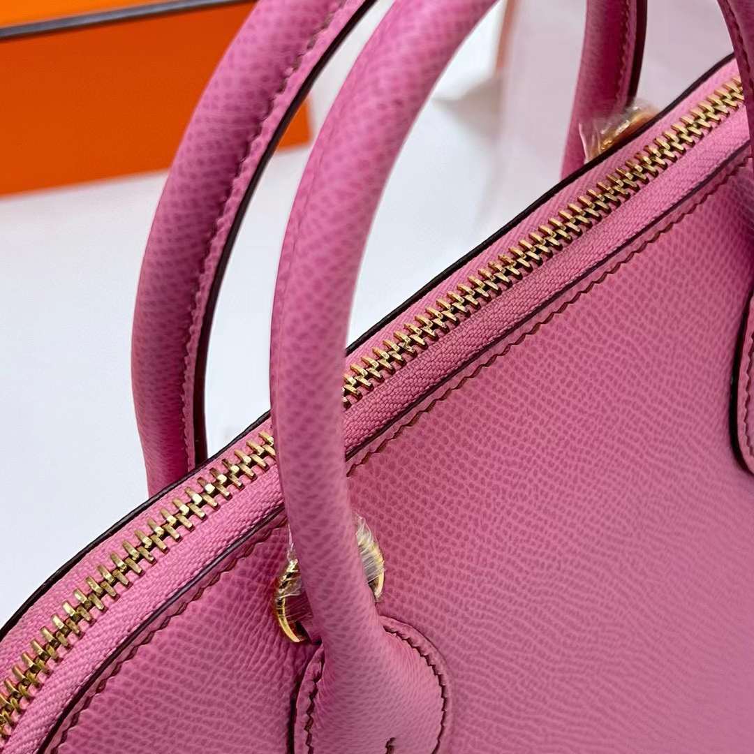 Hermès（爱马仕）Bolide 保龄球包 Epsom 5P 樱花粉 金扣 25cm 全手工蜡线缝制 Ghw