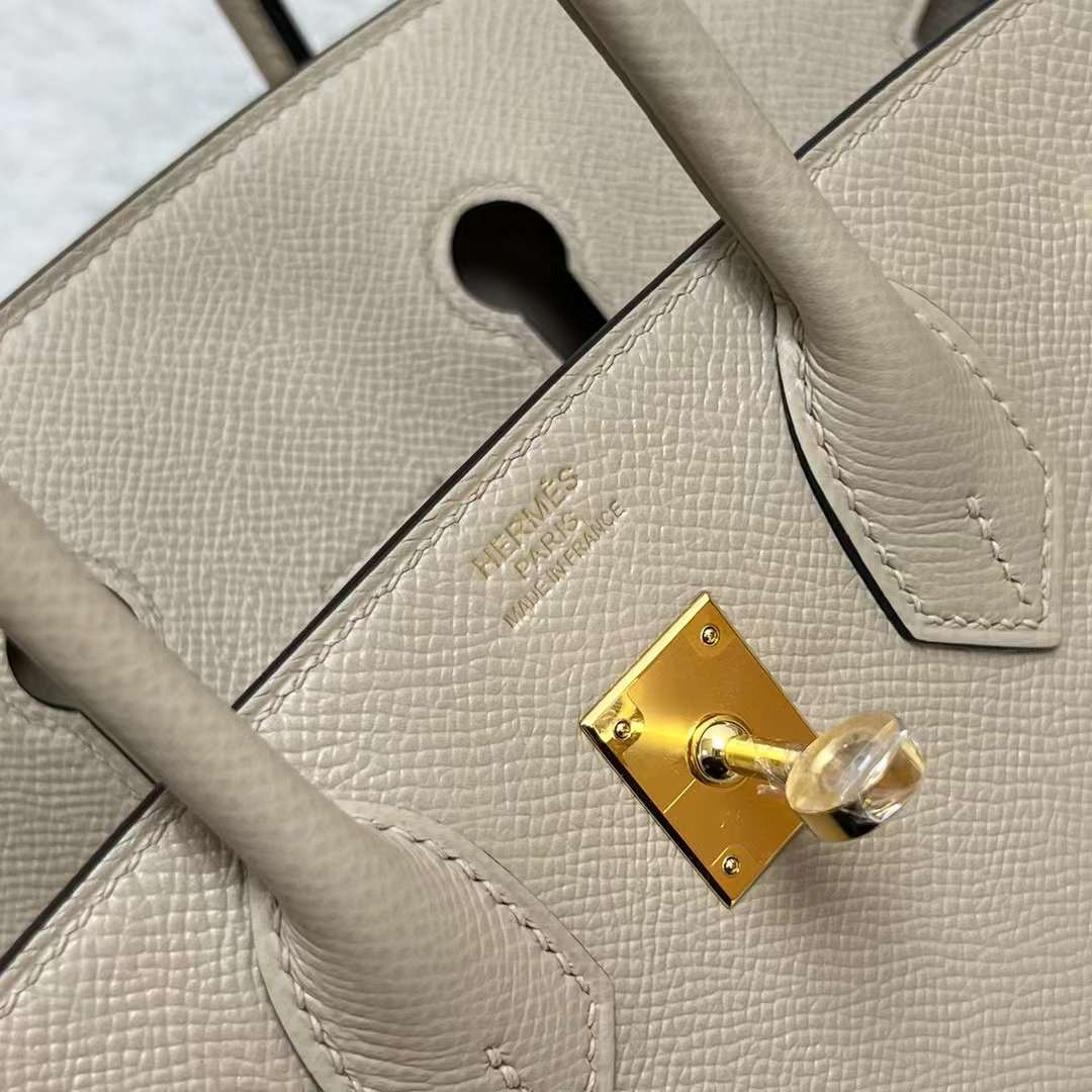 Hermès（爱马仕）Birkin 铂金包 Epsom S2 风衣灰 金扣 25cm 全手工蜡线缝制 Ghw