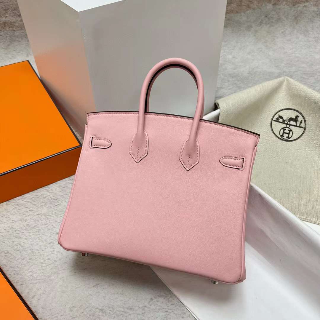 Hermès（爱马仕）Birkin 铂金包 Swift 3Q 新粉色 银扣 25cm 全手工蜡线缝制 Phw