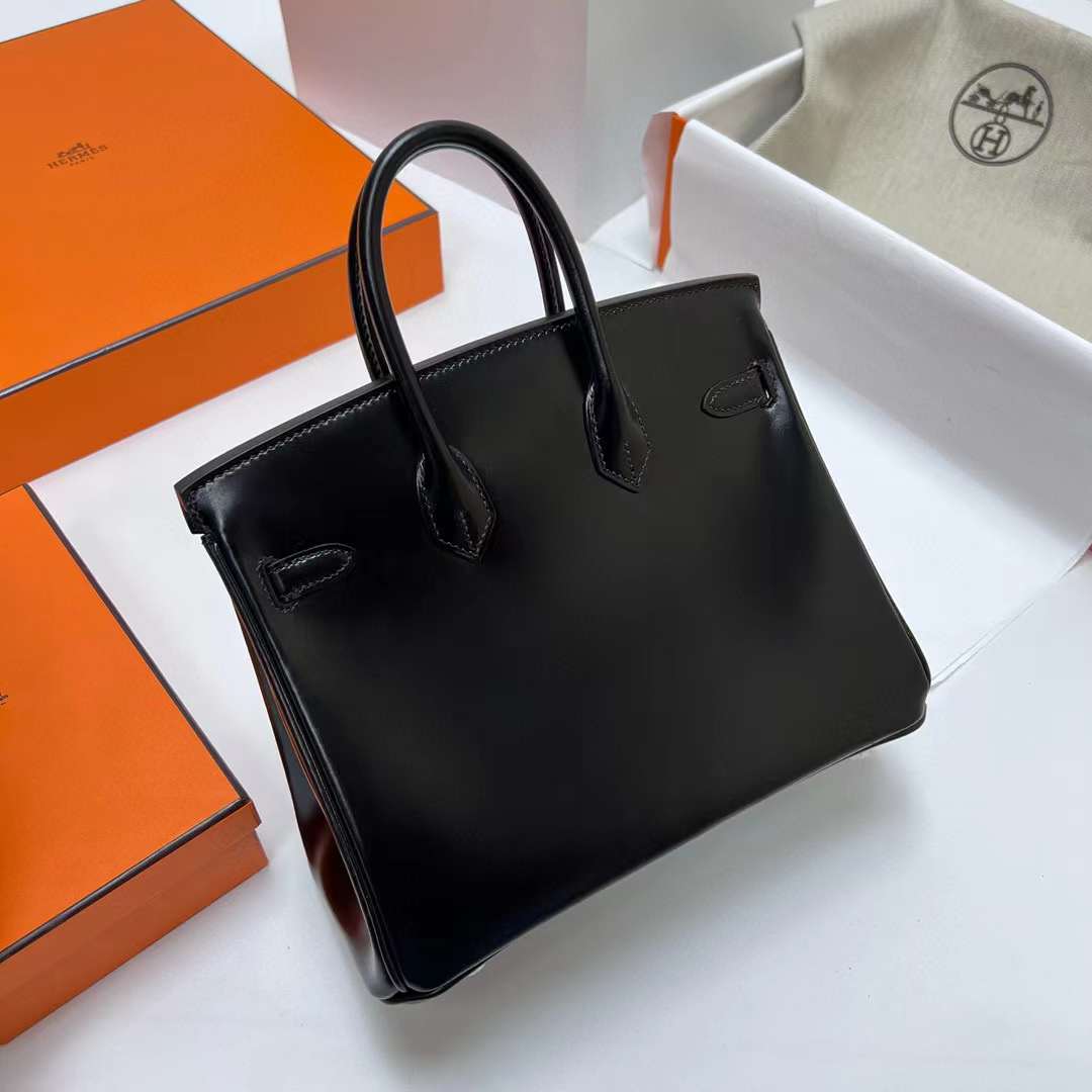 Hermès（爱马仕）Birkin 铂金包 Box皮 Ck89 黑色 银扣 25cm 全手工蜡线缝制 Phw