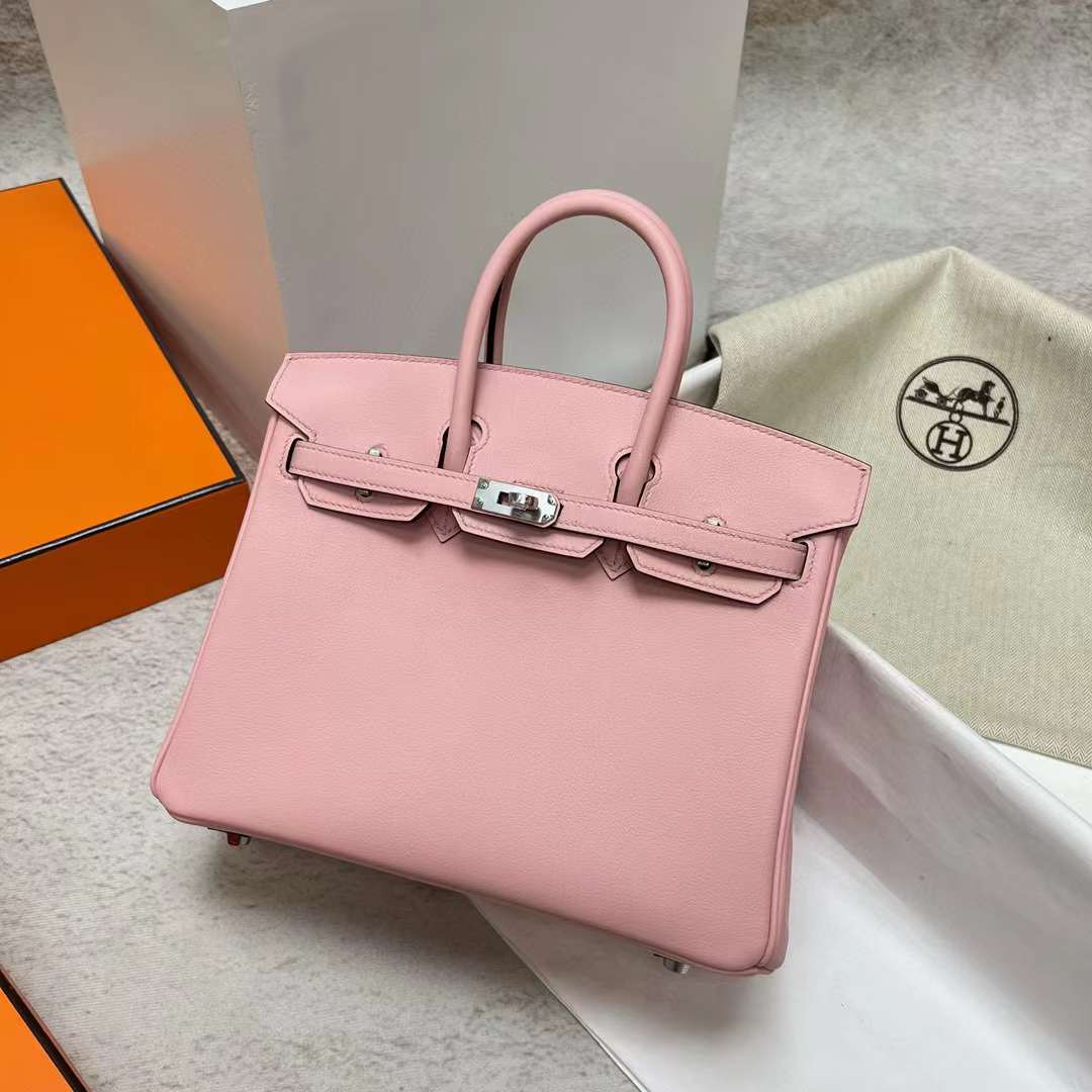 Hermès（爱马仕）Birkin 铂金包 Swift 3Q 新粉色 银扣 25cm 全手工蜡线缝制 Phw