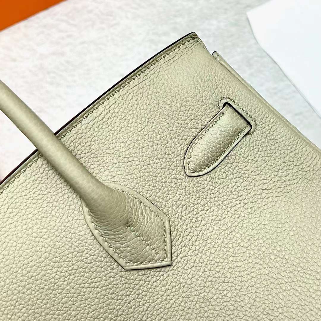 Hermès（爱马仕）Birkin 铂金包 Togo皮 Q1 鼠尾草绿 金扣 30cm 全手工蜡线缝制 Ghw