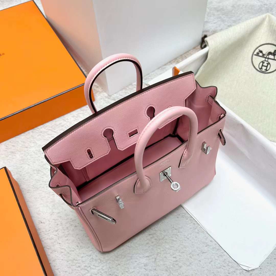Hermès（爱马仕）Birkin 铂金包 Swift 3Q 新粉色 银扣 25cm 全手工蜡线缝制 Phw