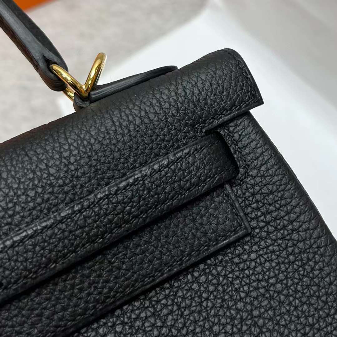 Hermès（爱马仕）Kelly 凯莉包 Togo皮 Ck89 黑色 金扣 25cm 全手工蜡线缝制 Ghw