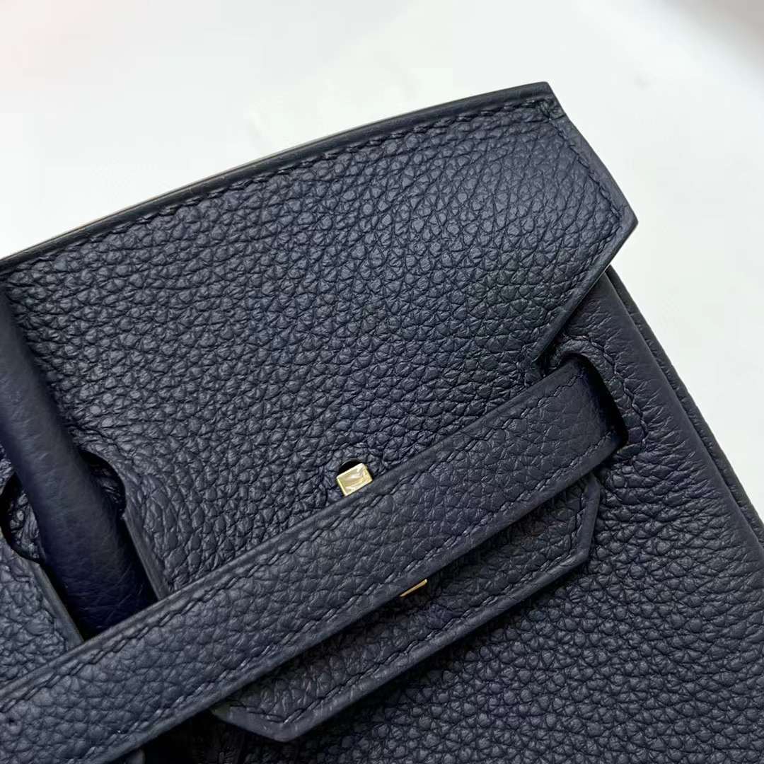 Hermès（爱马仕）Birkin 铂金包 Togo皮 2Z 午夜蓝 金扣 25cm 全手工蜡线缝制 Ghw