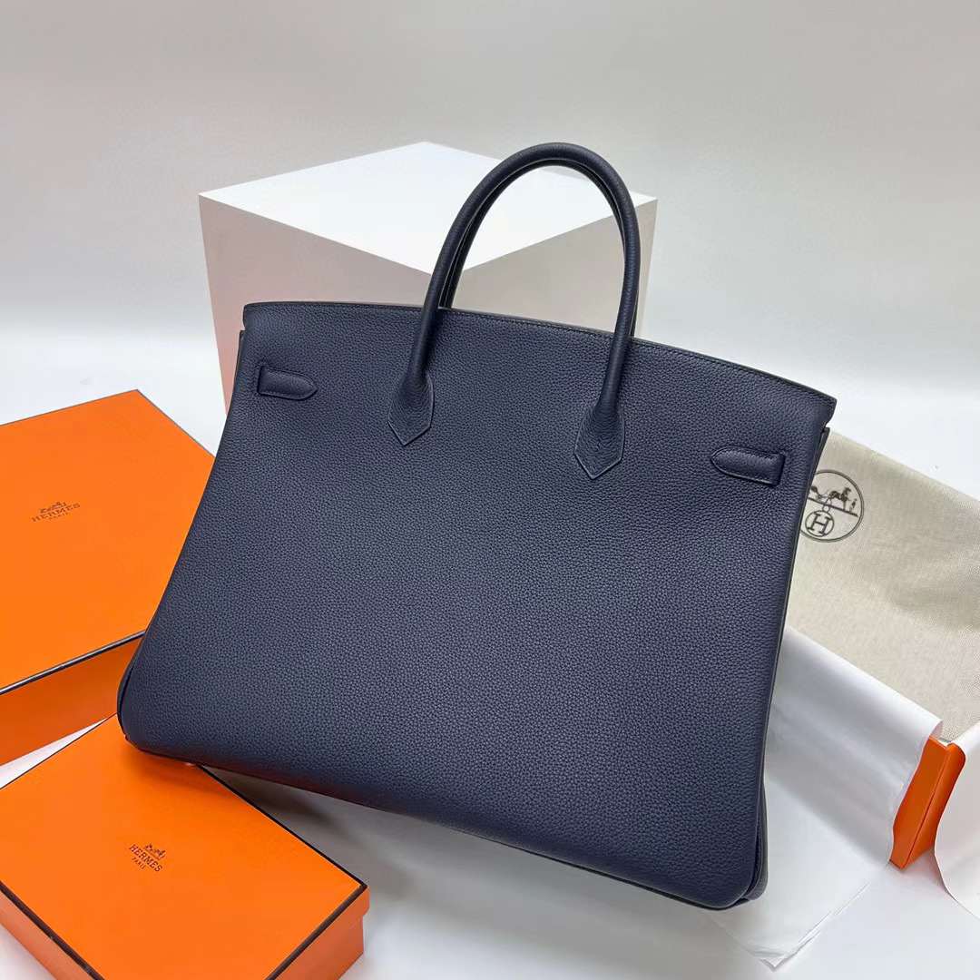 Hermès（爱马仕）Birkin 铂金包 Togo皮 2Z 午夜蓝 金扣 40cm 全手工蜡线缝制 Ghw