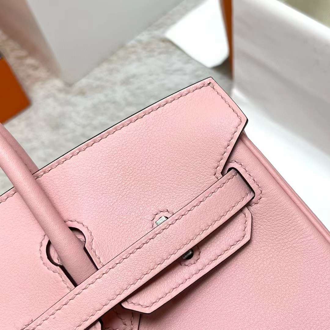 Hermès（爱马仕）Birkin 铂金包 Swift 3Q 新粉色 银扣 25cm 全手工蜡线缝制 Phw