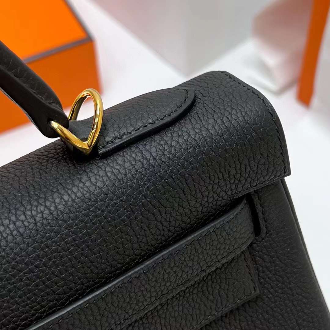 Hermès（爱马仕）Kelly Togo 御用原厂顶级小牛皮 Ck89 黑色 金扣 32cm 全手工蜡线缝制 Ghw