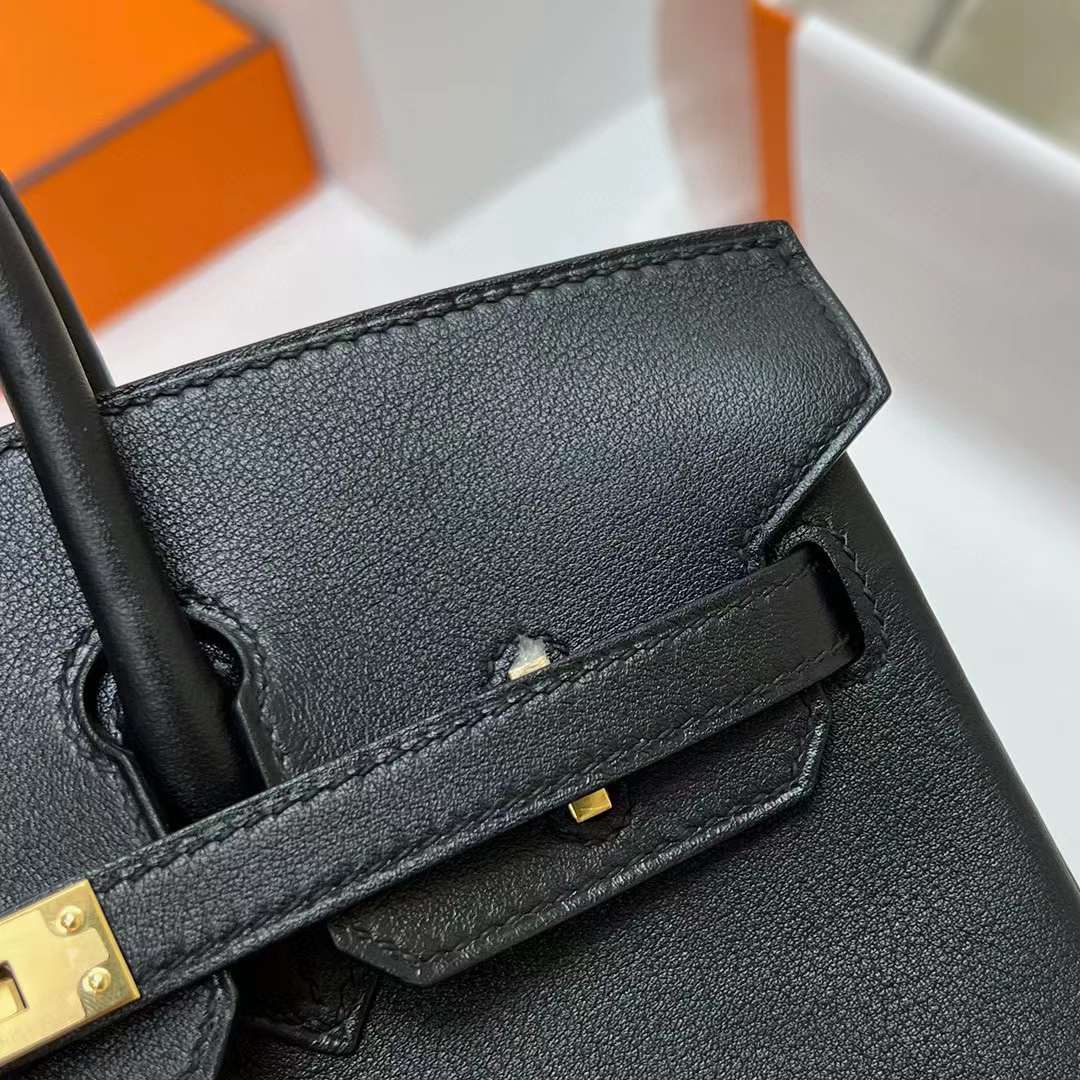 Hermès（爱马仕）Birkin 铂金包 Swift Ck89 黑色 金扣 25cm 全手工蜡线缝制 Ghw