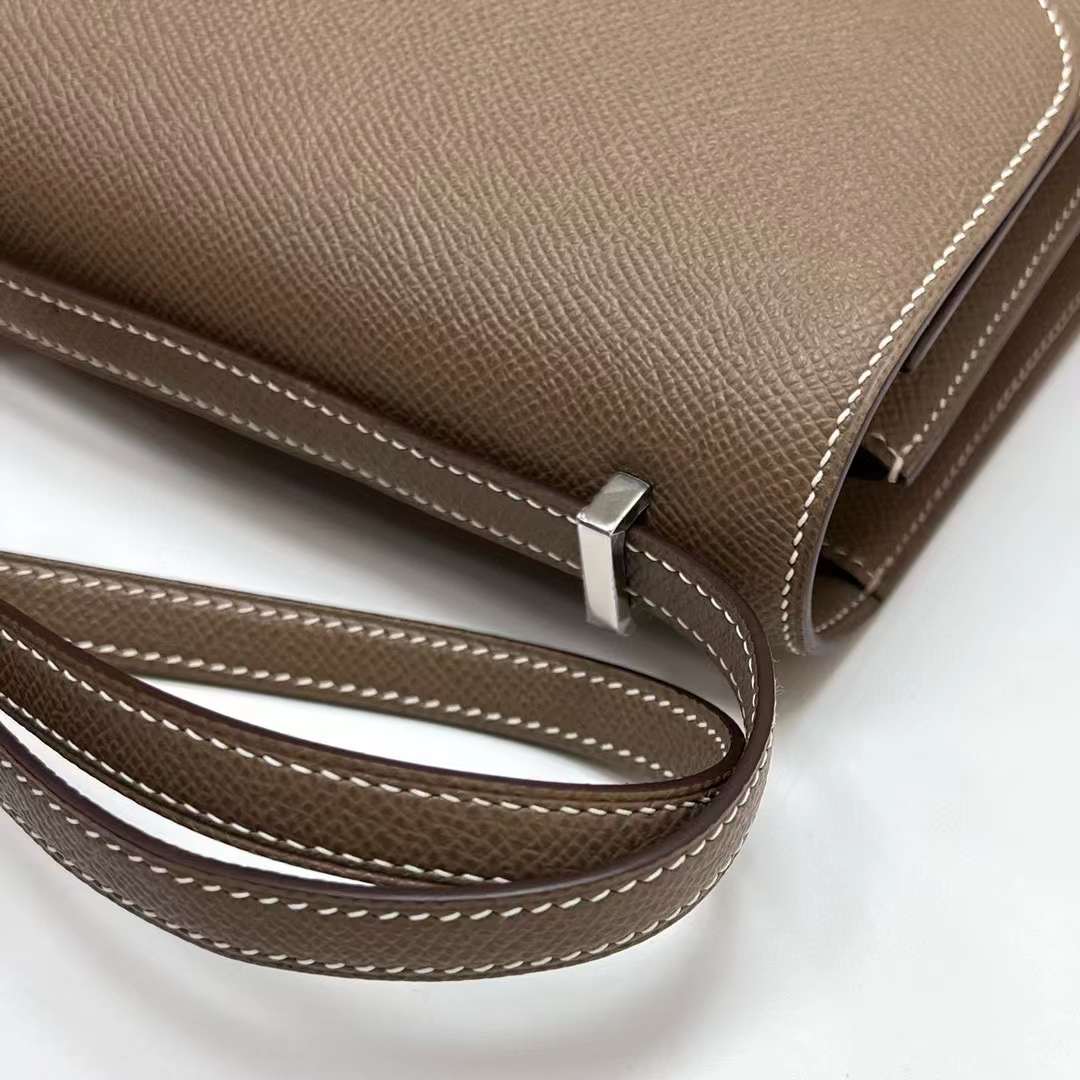 Hermès（爱马仕）Constance 空姐包 Epsom Ck18 大象灰 银扣 19cm 全手工蜡线缝制 Phw