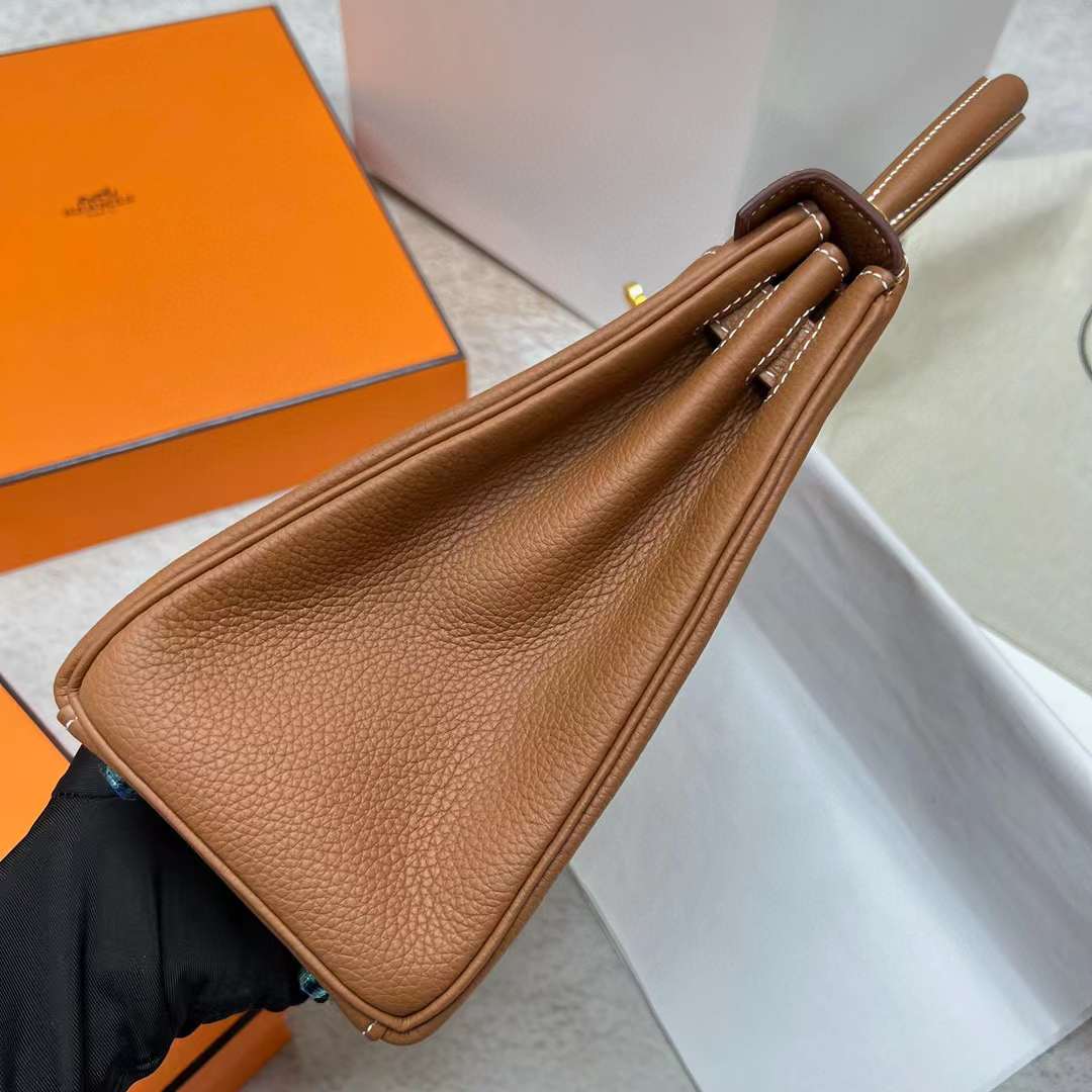 Hermès（爱马仕）Kelly 凯莉包 Togo Ck37 金棕色 金扣 28cm 全手工蜡线缝制 Ghw