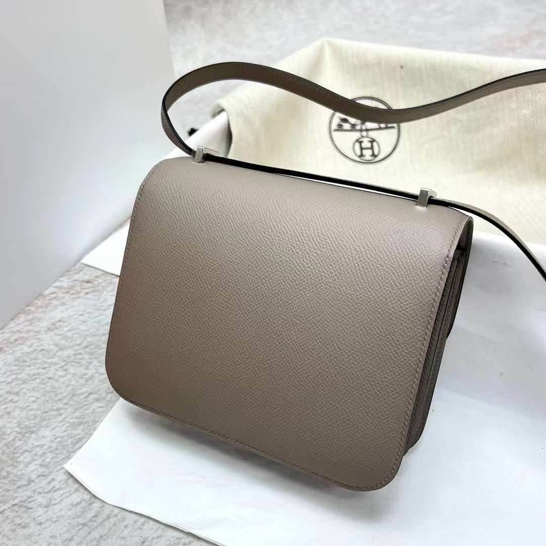 Hermès（爱马仕）Constance 康斯坦斯 Epsom M8 沥青灰 银扣 19cm 全手工蜡线缝制 Phw