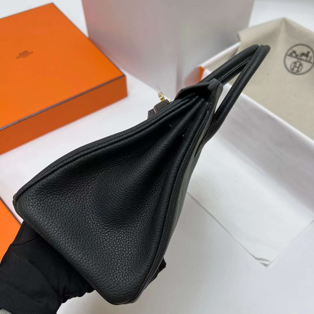Hermès（爱马仕）Birkin 铂金包 Togo皮 Ck89 黑色 金扣 25cm 全手工蜡线缝制 Ghw