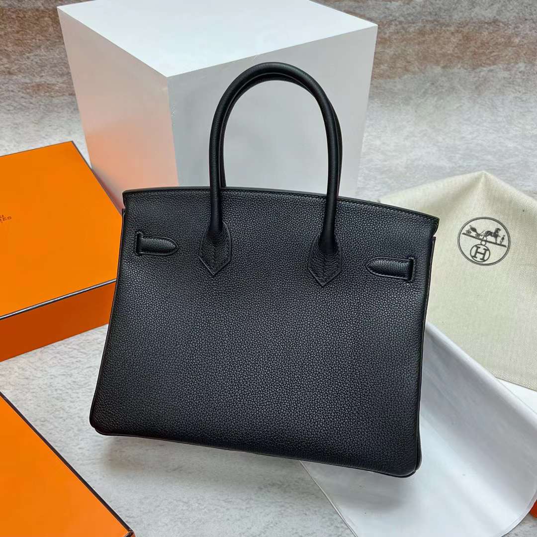Hermès（爱马仕）Birkin 铂金包 Togo皮 Ck89 黑色 银扣 30cm 全手工蜡线缝制 Phw