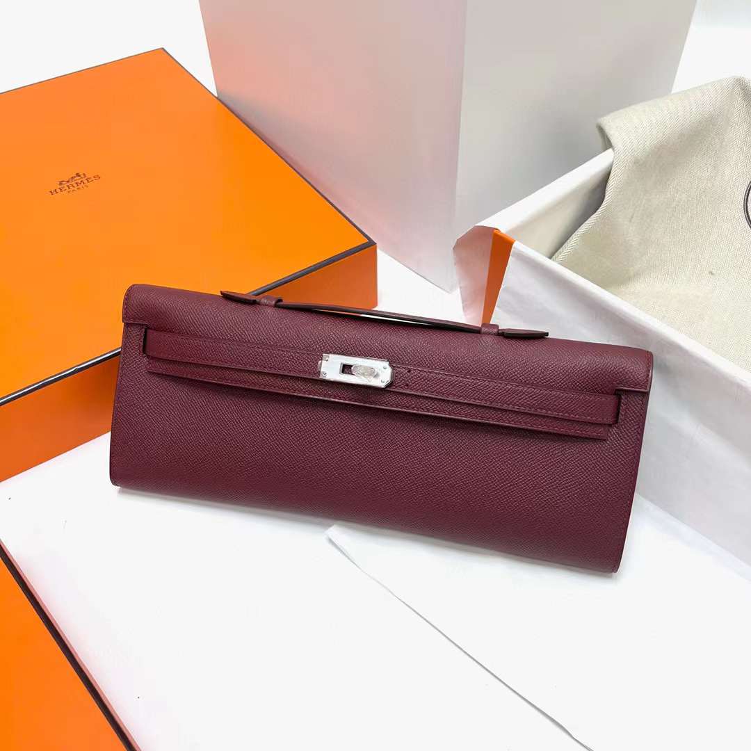 Hermès（爱马仕）Kelly cut Epsom Ck55 爱马仕红 银扣 31cm 全手工蜡线缝制 Phw