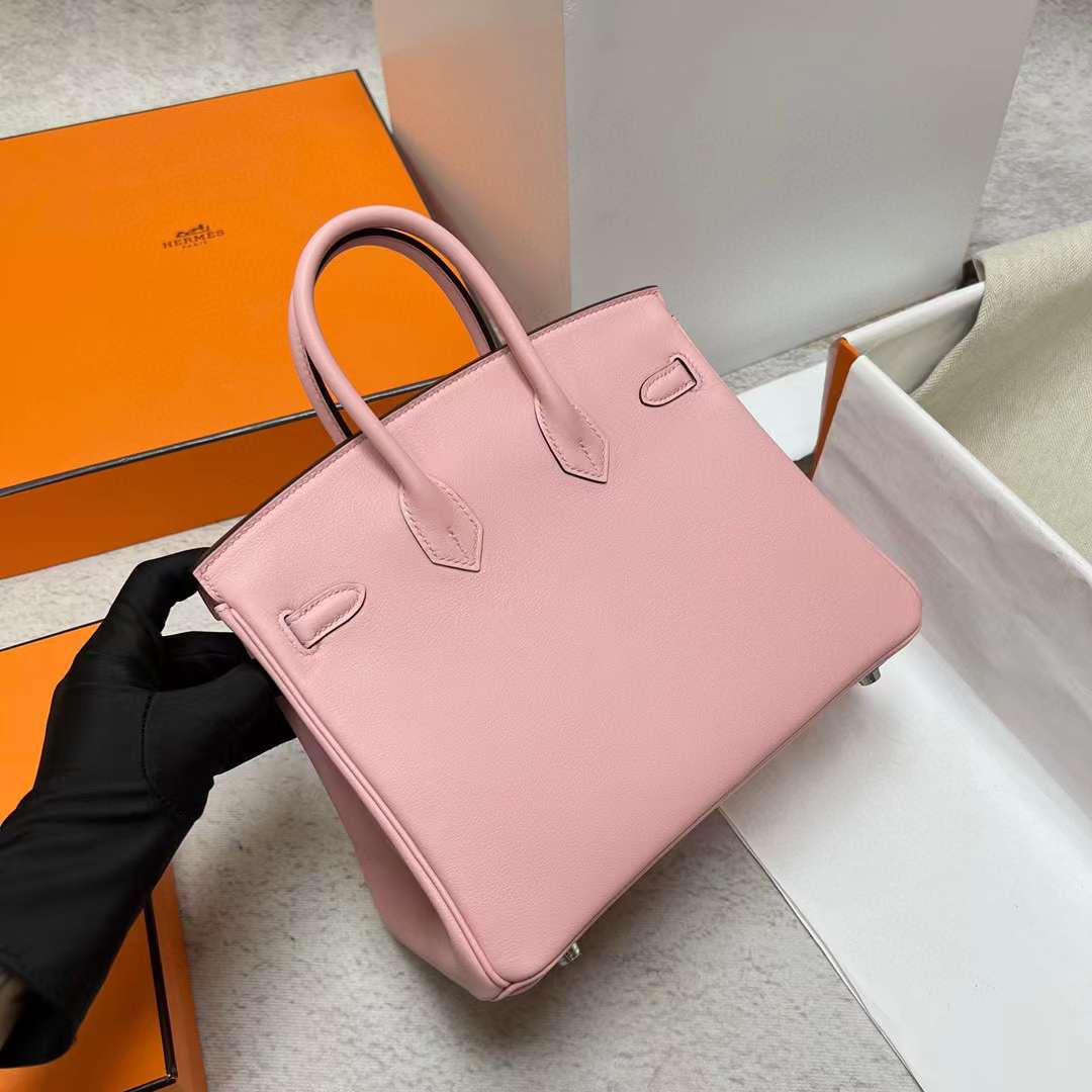Hermès（爱马仕）Birkin 铂金包 Swift 3Q 新粉色 银扣 25cm 全手工蜡线缝制 Phw