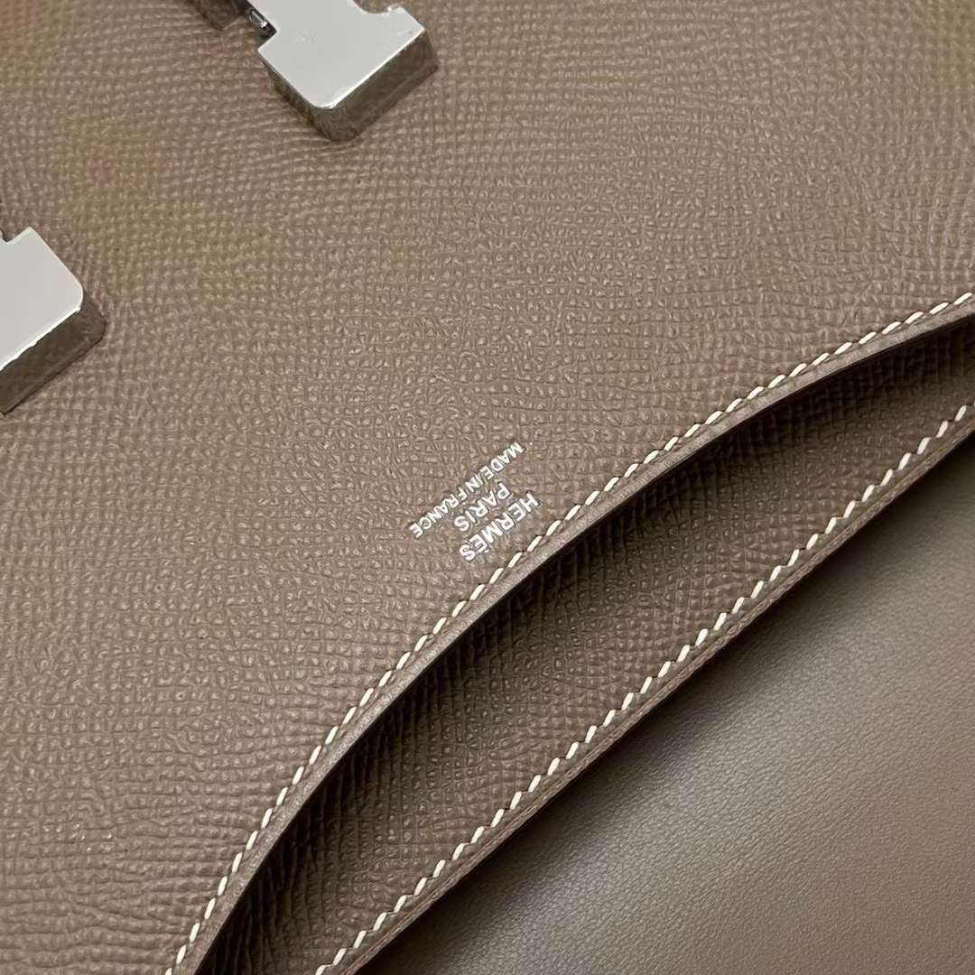 Hermès（爱马仕）Constance 空姐包 Epsom Ck18 大象灰 银扣 19cm 全手工蜡线缝制 Phw