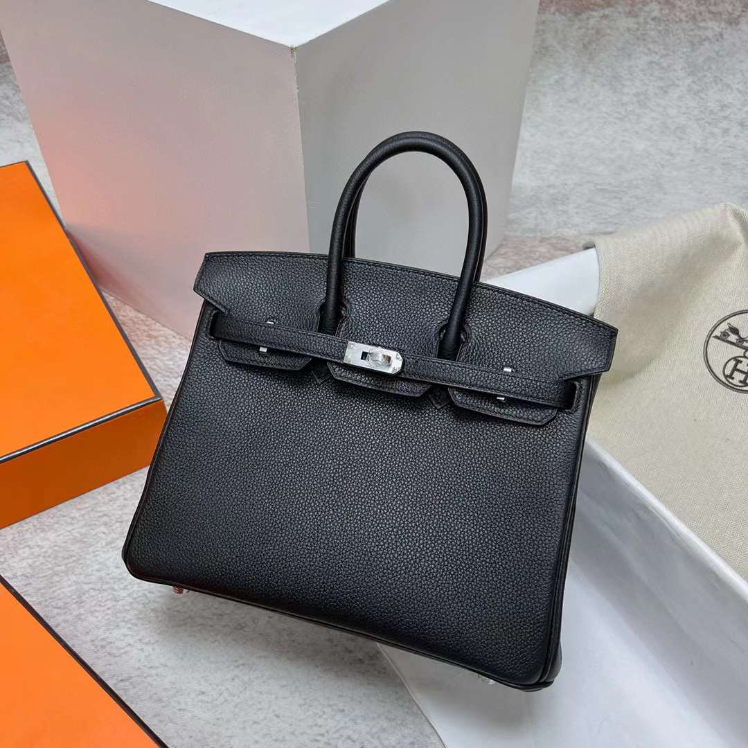 Hermès（爱马仕）Birkin 铂金包 Togo皮 原厂进口小牛皮 Ck89 黑色 银扣 25cm 全手工蜡线缝制 Phw