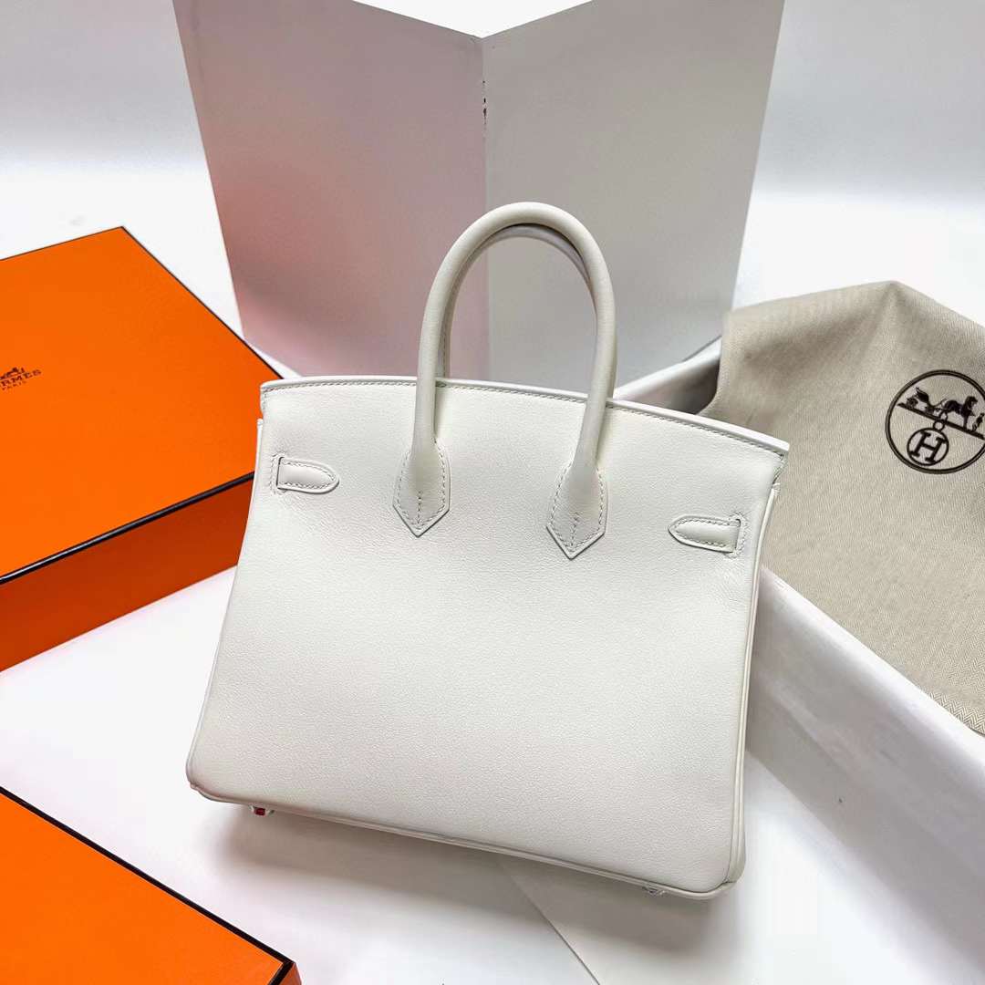 Hermès（爱马仕）Birkin 铂金包 Swift 01 纯白 银扣 25cm 全手工蜡线缝制 Phw