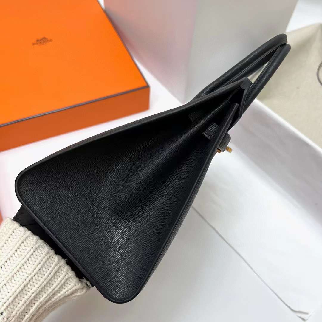 Hermès（爱马仕）Birkin 铂金包 Madame Sellier Ck89 黑色 金扣 25cm 全手工蜡线缝制 Ghw