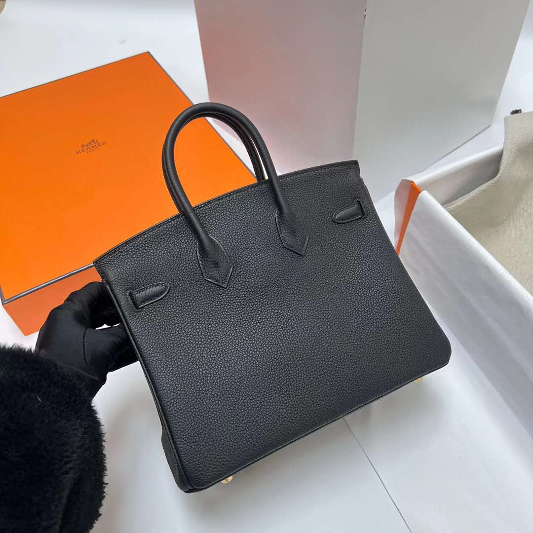 Hermès（爱马仕）Birkin 铂金包 Togo皮 Ck89 黑色 金扣 25cm 全手工蜡线缝制 Ghw