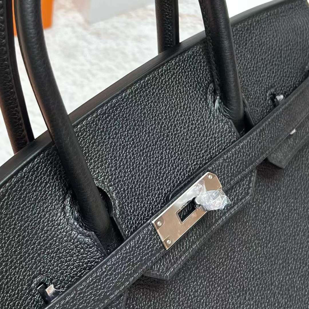 Hermès（爱马仕）Birkin 铂金包 Togo皮 Ck89 黑色 银扣 30cm 全手工蜡线缝制 Phw