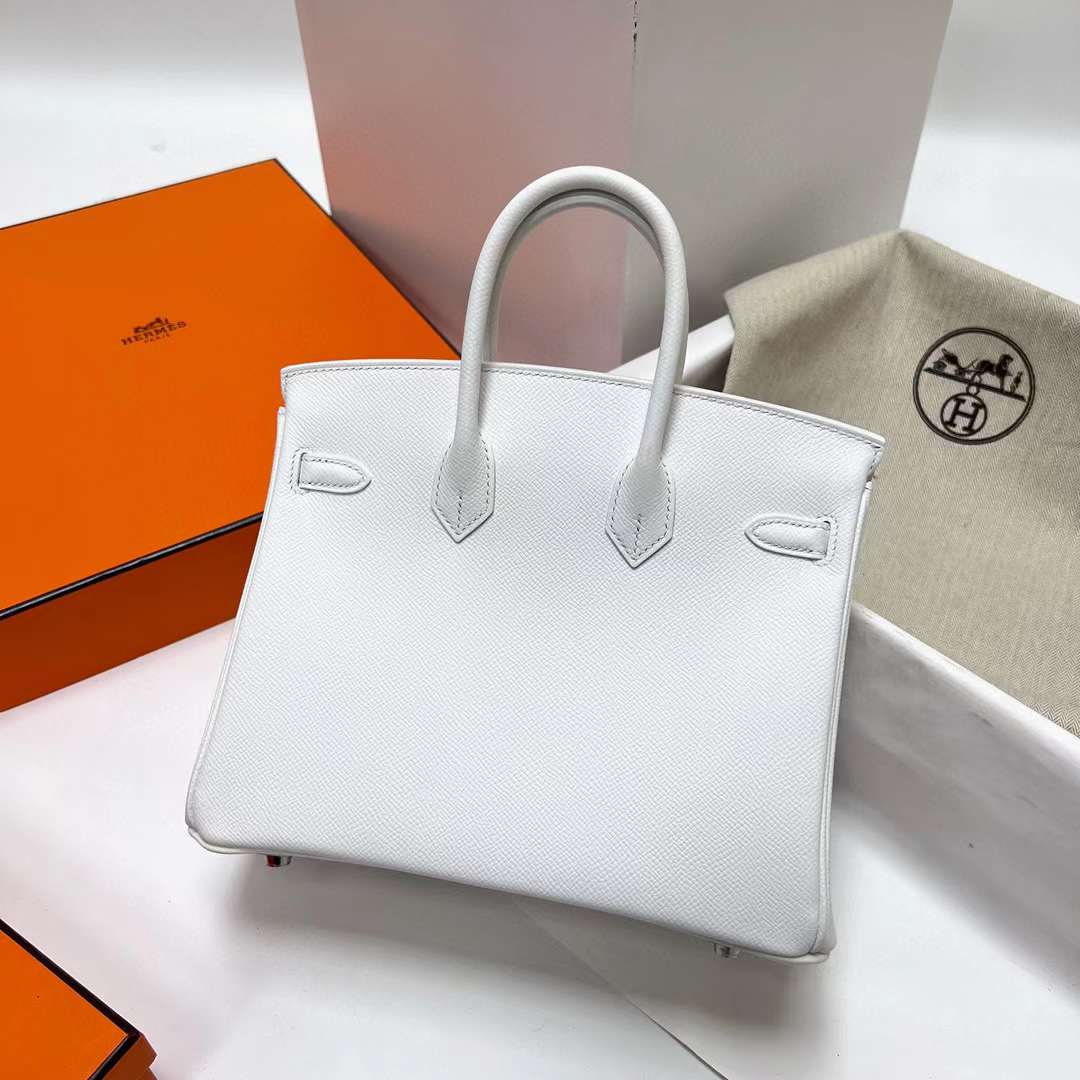 Hermès（爱马仕）Birkin 铂金包 Epsom 01 纯白 银扣 25cm 全手工蜡线缝制 Phw