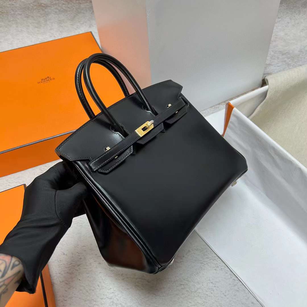 Hermès（爱马仕）Birkin 铂金包 Boxcalf Ck89 黑色 金扣 25cm 全手工蜡线缝制 Ghw