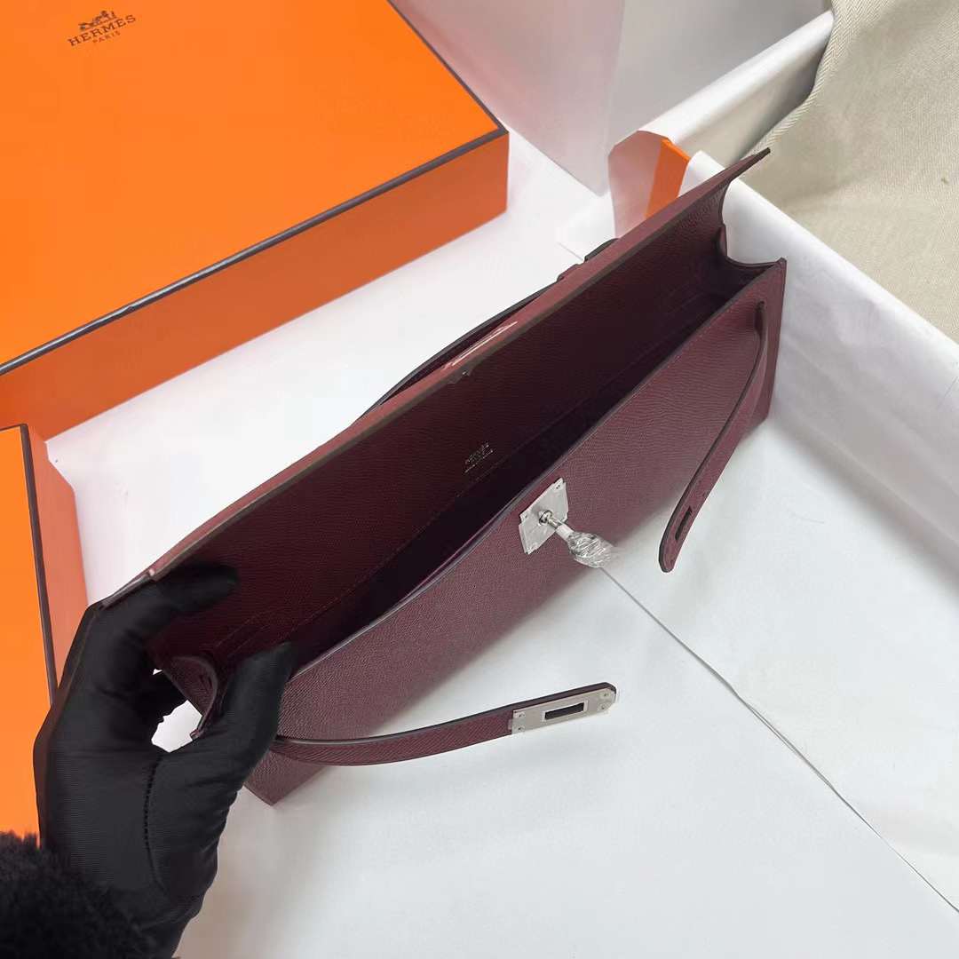 Hermès（爱马仕）Kelly cut Epsom Ck55 爱马仕红 银扣 31cm 全手工蜡线缝制 Phw