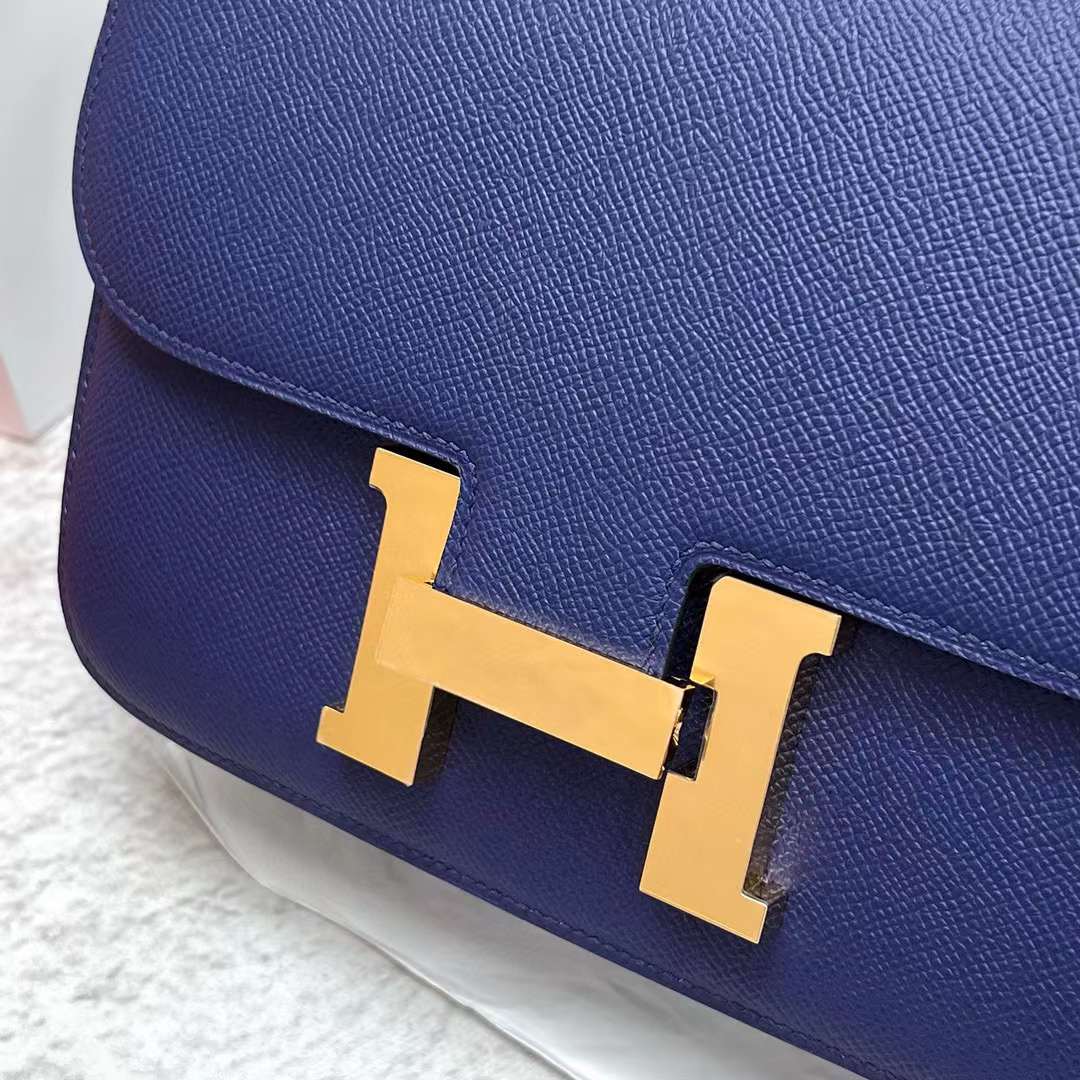 Hermès（爱马仕）Constance 康斯坦斯 Epsom Ck73 宝石蓝 金扣 24cm 全手工蜡线缝制 Ghw